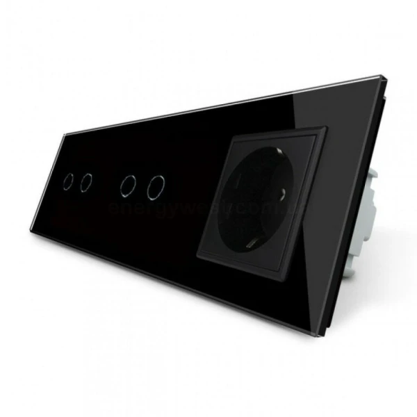 Вимикач прохідний сенсорний на 4 канали 2+2 з розеткою VL-C702S/C702S/C7C1EU Livolo - Фото 4