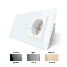 Вимикач прохідний сенсорний на 2 канали та розеткою VL-C702S/C7C1EU Livolo