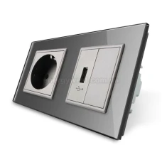 Розетка двомісна VL-C7C1EUUSBK0-15 Livolo