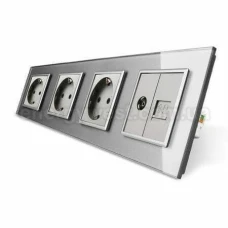 Розетка чотиримісна VL-C7C3EUCV сіра Livolo