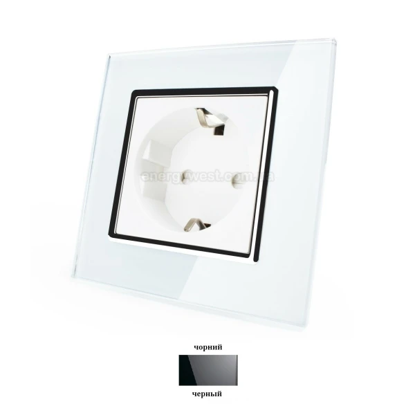 Розетка із заземленням і захисними шторками VL-C7C1EU Livolo (колір: білий-хром, чорний-хром) - Фото 1