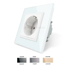 Розетка із заземленням і захисними шторками VL-C7C1EU Livolo (колір: білий, чорний, золотий, сірий)