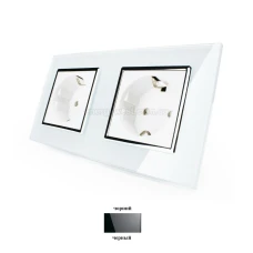 Розетка подвійна із заземленням і захисними шторками VL-C7C2EU Livolo (колір: білий-хром, чорний-хром)