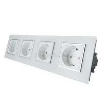 Розетка чотирьохпостова із заземленням і захисними шторками VL-C7C4EU Livolo (колір: білий, чорний, золотий, сірий)