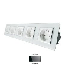 Розетка п'ятипостова із заземленням і захисними шторками VL-C7C5EU Livolo (колір: білий-хром, чорний-хром)