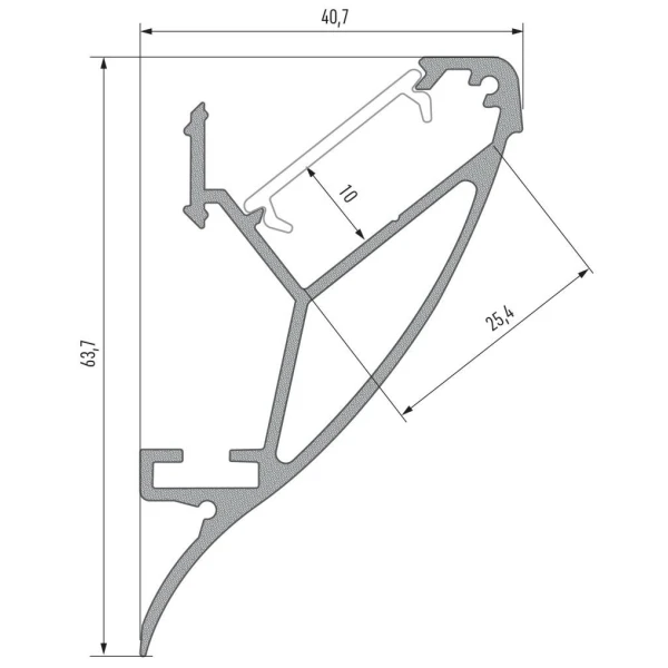 Алюмінієвий накладний профіль тип CONVA для LED стрічок, з розсіювачем LUMINES. (Ціна за 1 м.п.) - Фото 4
