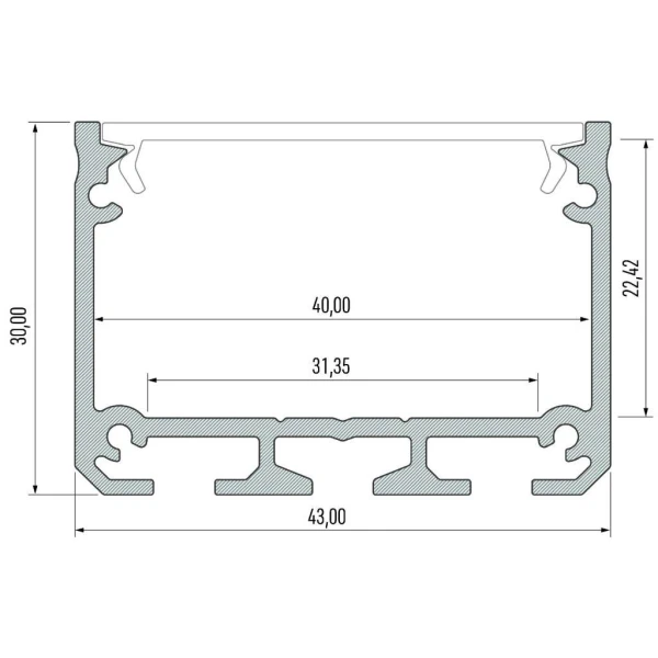 Алюмінієвий накладний профіль тип ILEDO для LED стрічок, з розсіювачем LUMINES. (Ціна за 1 м.п.) - Фото 4