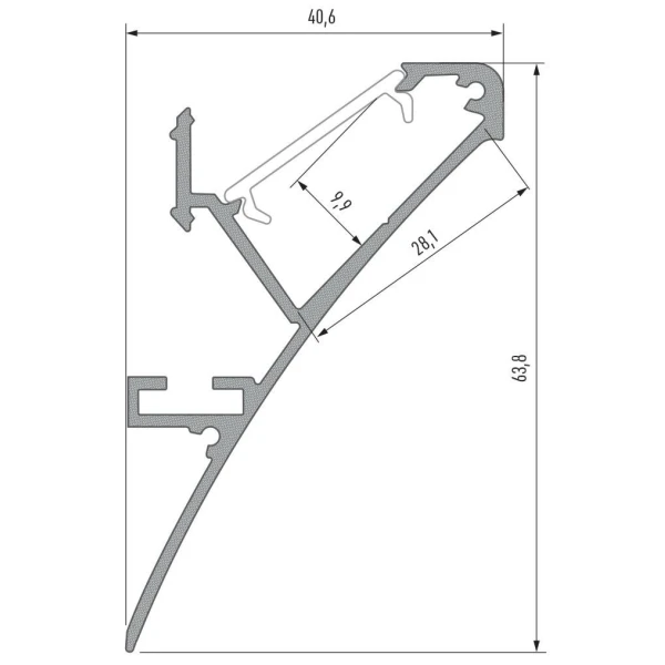 Алюмінієвий накладний профіль тип LOGI для LED стрічок, з розсіювачем LUMINES. (Ціна за 1 м.п.) - Фото 4