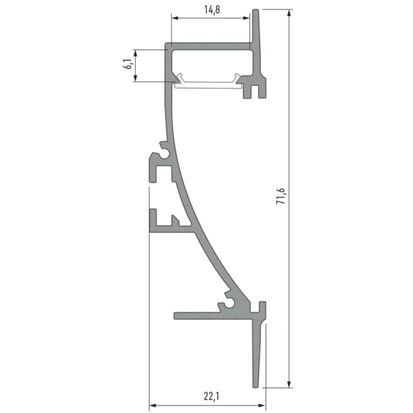 Алюмінієвий врізний профіль тип TIANO для LED стрічок, з розсіювачем LUMINES. (Ціна за 1 м.п.) - Фото 4