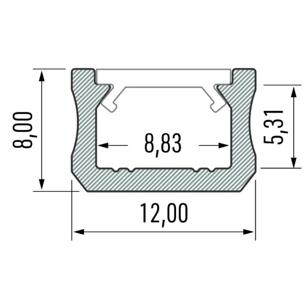 Алюмінієвий накладний профіль тип X для LED стрічок, з розсіювачем LUMINES. (Ціна за 1 м.п.) - Фото 6