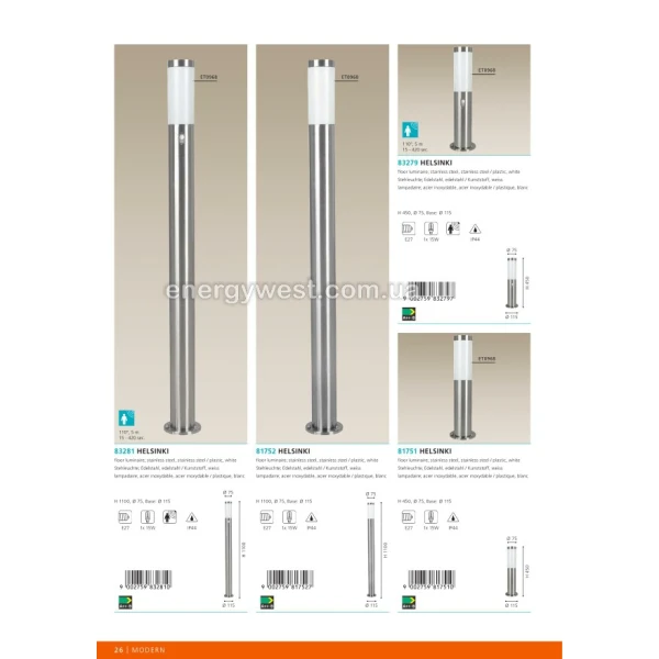 Світильник вуличний HELSINKI 83281 Eglo - Фото 3