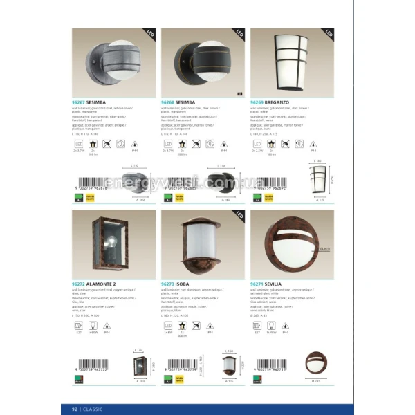 Фасадний світильник SESIMBA 1 96019 Eglo - Фото 5