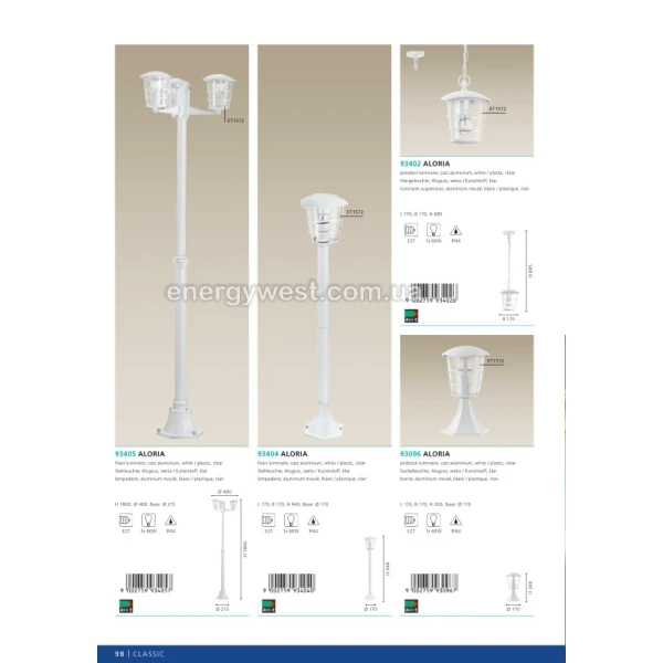 Фасадний світильник ALORIA 93403 Eglo - Фото 3