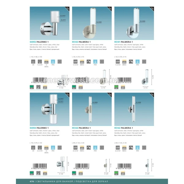 Бра PALMERA 1 95141 Eglo (Австрія) - Фото 3