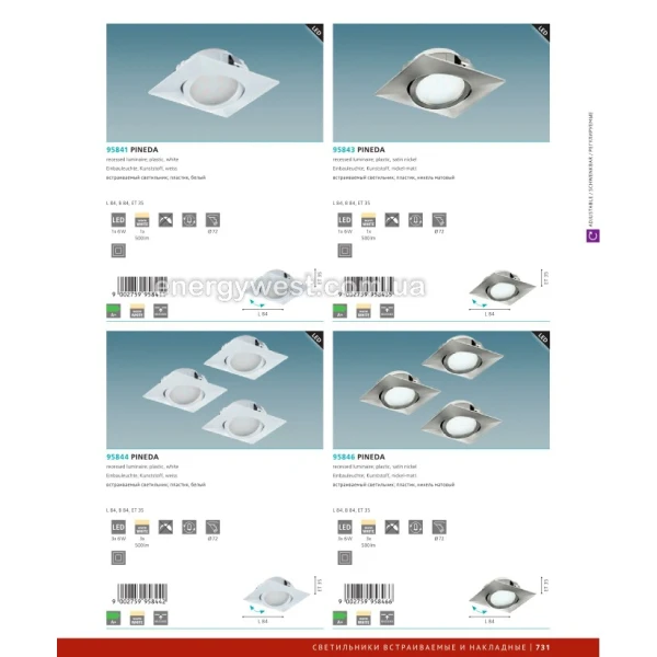 Світильник світлодіодний врізний PINEDA 95843 Eglo - Фото 2