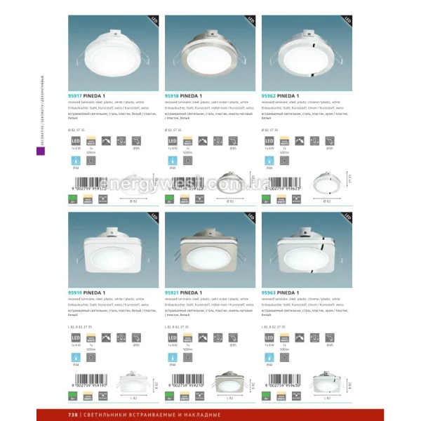 Світильник світлодіодний врізний PINEDA 1 95932 Eglo - Фото 3