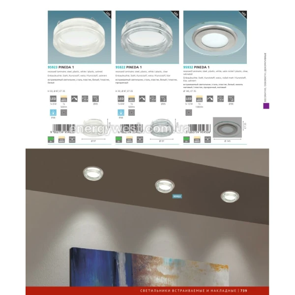 Світильник світлодіодний врізний PINEDA 1 95932 Eglo - Фото 2