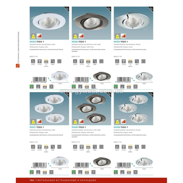 Світильник точковий врізний TEDO 31682 Eglo - Фото 2