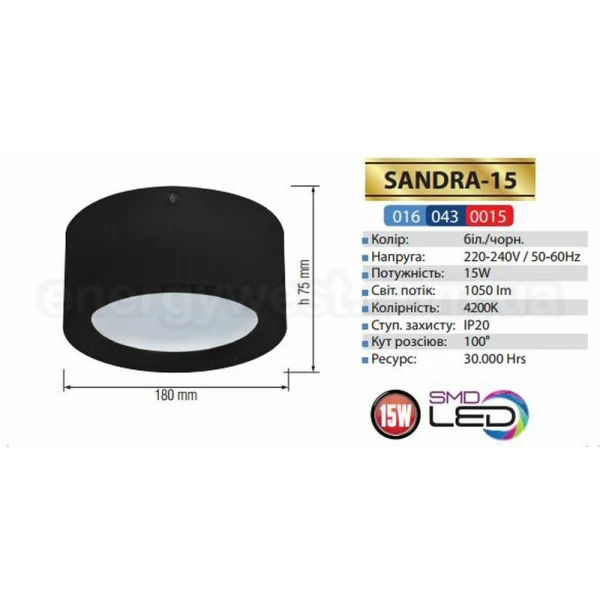 Точковий світильник SANDRA-15 black Horoz Electric - Фото 2
