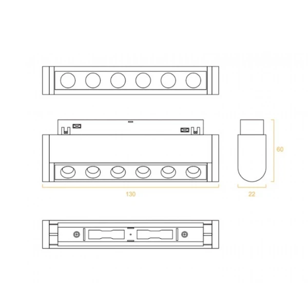 Магнітний трековий світильник KDMG-TORN130 6W 3K BK 3000K Kloodi - Фото 2