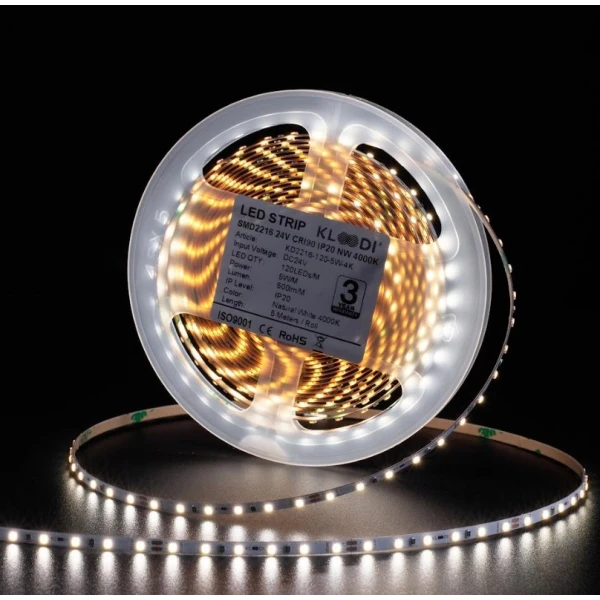 Стрічка світлодіодна Kloodi 5W 120LED 4000K 500LM IP20 24V KD2216-120-5W-4К-24V, 1м - Фото 2