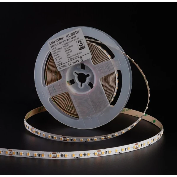 Стрічка світлодіодна Kloodi 8,6W 120LED 3000K 745LM RA90 IP20 24V KD2835-120-8.6W-3К-24V, 1м - Фото 1