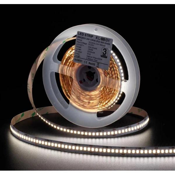 Стрічка світлодіодна Kloodi 15W 224LED 4000K 2200LM IP20 24V KD2835-224-15W-4К-24V HE, 1м - Фото 2