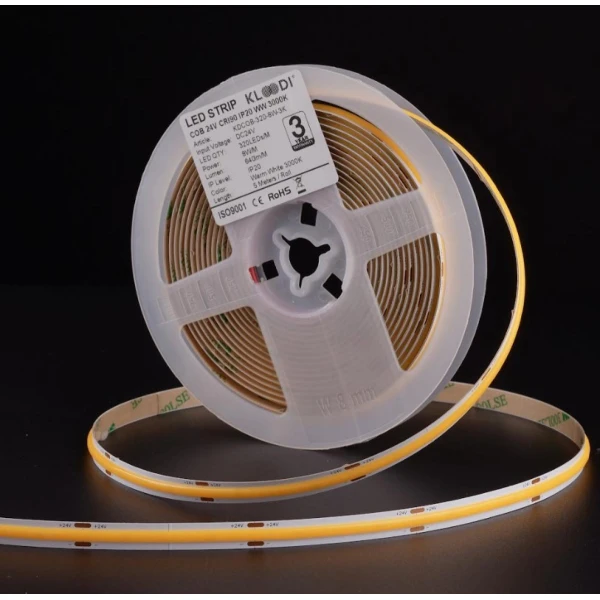 Стрічка світлодіодна Kloodi 8W 320LED 3000K 680LM IP20 24V KDCOB-320-8W-3К-24V, 1м - Фото 1
