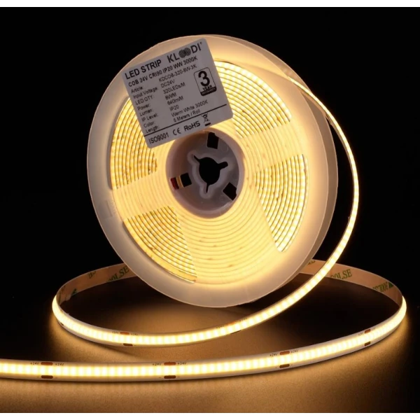 Стрічка світлодіодна Kloodi 8W 320LED 3000K 680LM IP20 24V KDCOB-320-8W-3К-24V, 1м - Фото 2