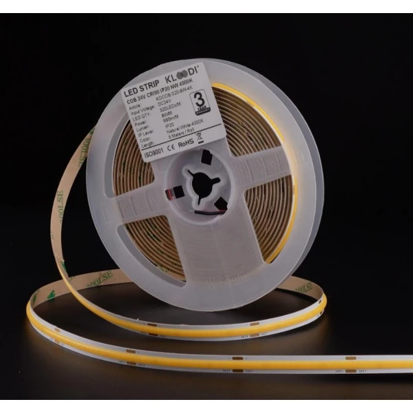 Стрічка світлодіодна Kloodi 8W 320LED 4000K 720LM IP20 24V KDCOB-320-8W-4К-24V, 1м - Фото 1