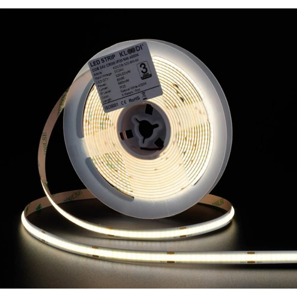 Стрічка світлодіодна Kloodi 8W 320LED 4000K 720LM IP20 24V KDCOB-320-8W-4К-24V, 1м - Фото 2
