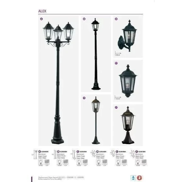 Світильник вуличний Searchlight ALEX 1,05м E27 прозорий 82504BK - Фото 3