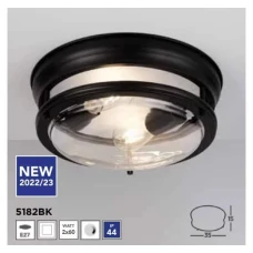 Searchlight GLASGOW E27 чорний 5182BK. Стельовий світильник