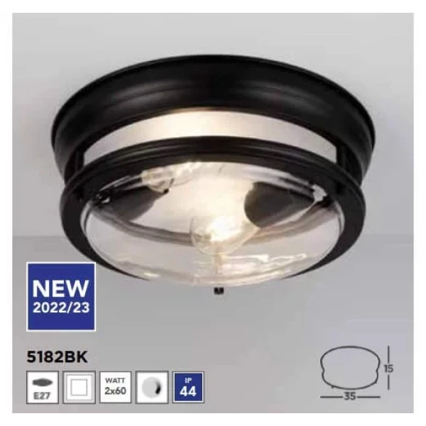 Стельовий світильник Searchlight GLASGOW E27 чорний 5182BK