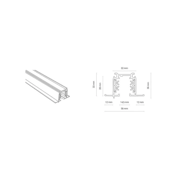 Рейка до трекового світильника Nowodvorski CTLS RECESSED чорний 8694 - Фото 2