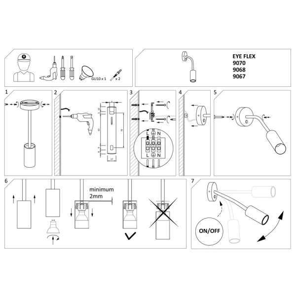 Бра спрямованого світла Nowodvorski EYE FLEX GU10 чорний 9068 - Фото 7