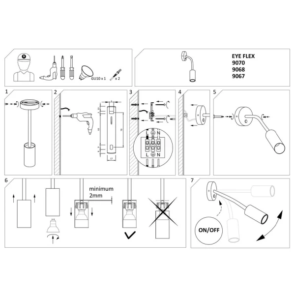 Бра спрямованого світла Nowodvorski EYE FLEX GU10 білий 9070 - Фото 8