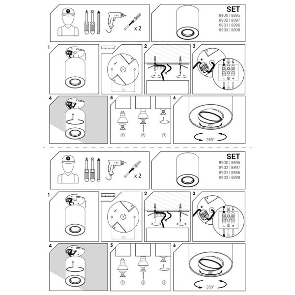 Точковий світильник Nowodvorski SET GU10 чорний 8901 - Фото 3