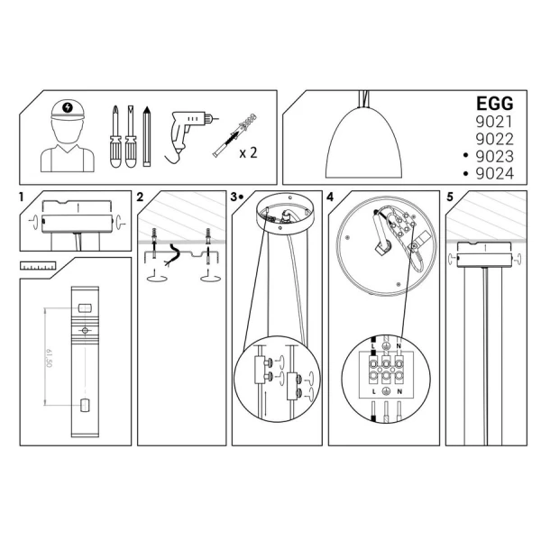 Підвісний світильник Nowodvorski EGG E27 білий 9023 - Фото 3