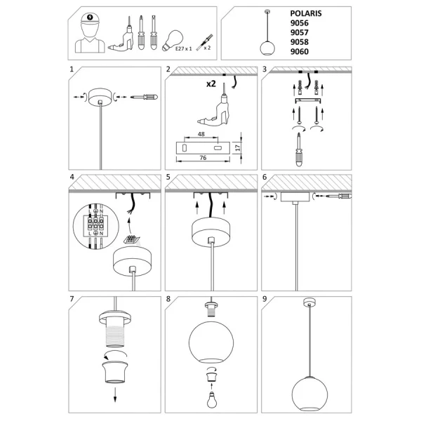 Підвісний світильник Nowodvorski POLARIS E27 золотий 9057 - Фото 5