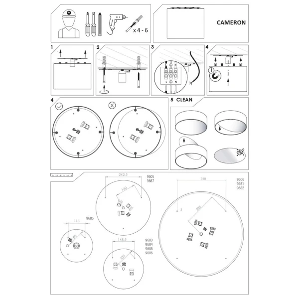 Світильник стельовий Nowodvorski CAMERON E27 сірий 9683 - Фото 9