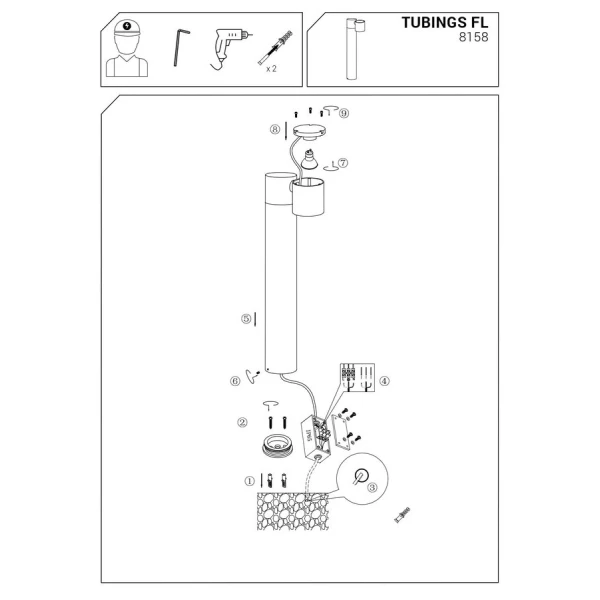Світильник вуличний Nowodvorski TUBINGS GU10 чорний 8158 - Фото 7