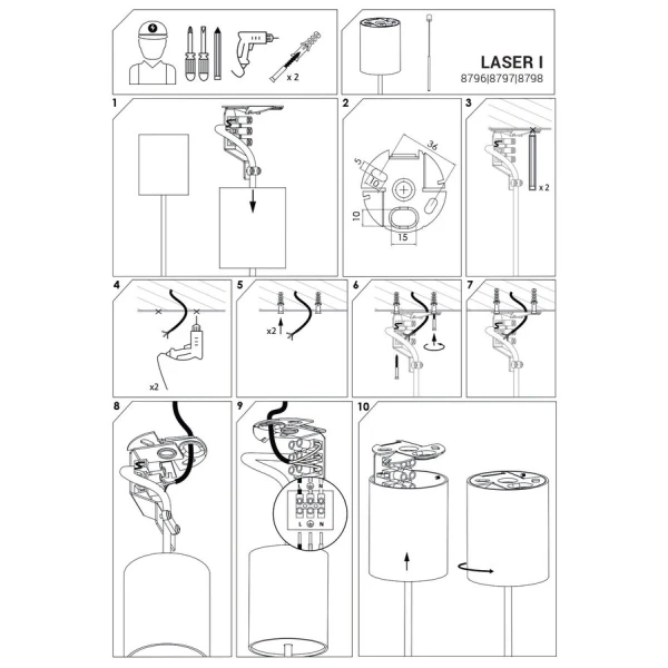Підвісний світильник Nowodvorski LASER G9 чорний 8797 - Фото 12