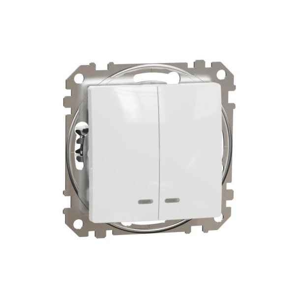 Двоклавішний вимикач з синьою LED підсвіткою Sedna Design SDD111105L, колір - білий IP20 Schneider Electric - Фото 2