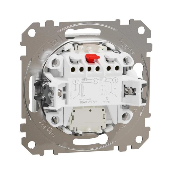 Двоклавішний вимикач з синьою LED підсвіткою Sedna Design SDD111105L, колір - білий IP20 Schneider Electric - Фото 3