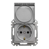 Schneider Sedna Design SDD113024. Розетка з заземленням, зі шторками та кришкою