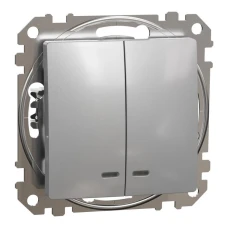 Schneider Sedna Design SDD113105L. Двоклавішний вимикач з синьою LED підсвіткою