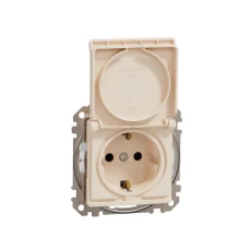 Schneider Sedna Design SDD212024. Розетка з заземленням, зі шторками, та з кришкою