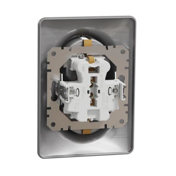 Подвійна розетка 2P+E з заземляючим контактом Sedna Design SDD313221, колір - алюміній IP20 Schneider Electric - Фото 7