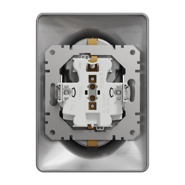 Подвійна розетка 2P+E з заземляючим контактом Sedna Design SDD313221, колір - алюміній IP20 Schneider Electric - Фото 8